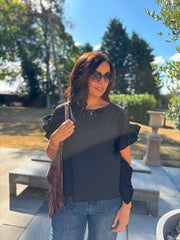 Black Ruffle Top Maisie