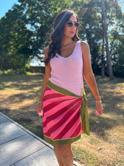 Green Striped Wrap Skirt