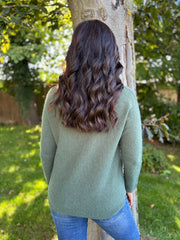 Khaki Embellished Soft Knit Francine