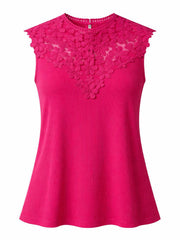 Lipstick Crochet Floral Ribbed Vest Olivia
