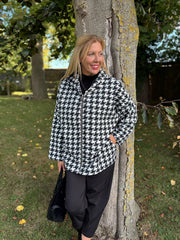 Winter White Dogtooth Hooded Jacket Sadie