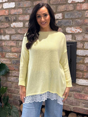 Lemon Lace Hem Longline Knit Kirsty