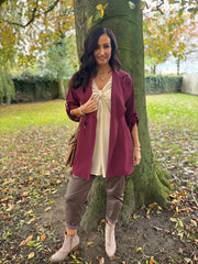 Wine Tie Waist Jacket Charlotte