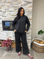 Black Diamante Sweat Top Nina