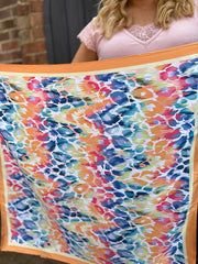 Orange Animal Design Satin Style Scarf