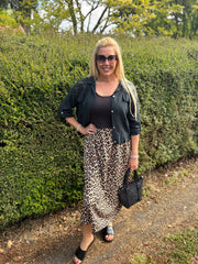 Natural Animal Print Sleeveless Dress Aspen