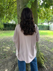 Pink Fringed Neck Top Donna