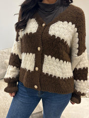 Chocolate Block Stripe Knitted Cardigan Elle