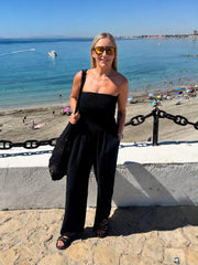 Black Bubble Cotton Bandeau Jumpsuit