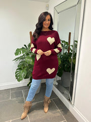 Wine Heart Jumper Dress Kimberley
