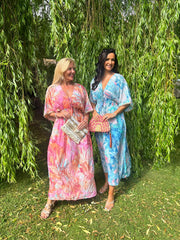 Blue Marble Shimmer Kaftan Dress Eliana
