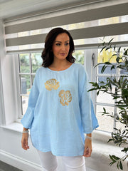 Blue Bubble Cotton Rose Top Katie