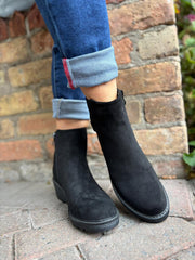 Black Buckle Wedge Boots