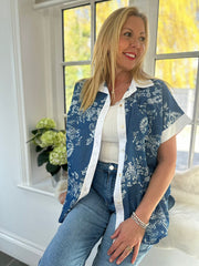 Denim paisley Print Shirt Leonora