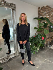 Black Crossover Diamante Top Ruth