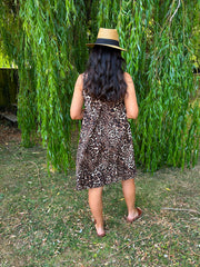 Mixed Leopard Sleeveless Dress Cleo