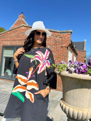 Black Lily Print Tee Scarlett
