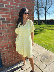 Lemon Polka Dot Bubble Cotton Dress Mandy