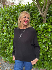 Black Sleeve Detail Knit Top Julia