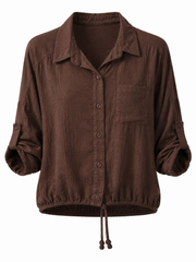 Chocolate Textured Drawstring Jacket Kaylee