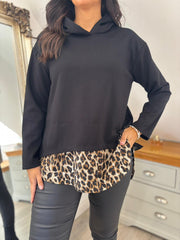 Black Leopard Sweat Top Lola
