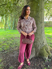 Chocolate Animal Print Blouse Hailey