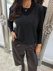 Black Studded Knit Tank Rosie