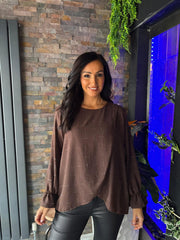 Chocolate Crossover Diamante Top Ruth