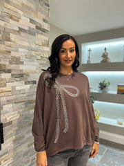 Chocolate Embellished Bow Jumper Kelsey
