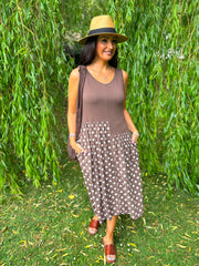 Chocolate Polka Dot Panel Dress Coraline