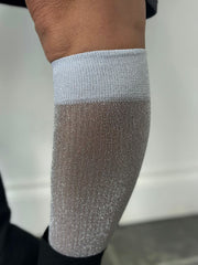 Silver Glitter Knee High Socks