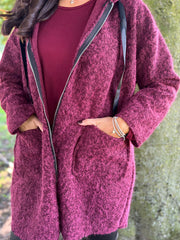 Wine Hooded Coat Stella