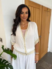 White Gold Trim Stripe Jacket Beatrice