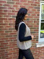 Mocha Leopard Trim Waistcoat Rhea