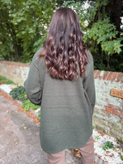 Khaki Stud Detail Coat Meredith