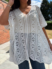 White Open Knit Cover Up Elsie