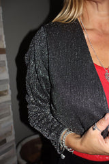 Charcoal Sparkle Diamante Cropped Jacket Zoe