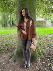 Chocolate Diamante Flower Shirt Kristie