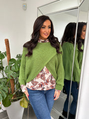 Pistachio Knitted Wrap Jumper Nell
