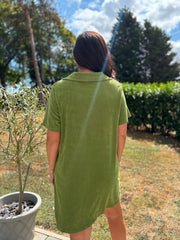 Olive Collared Towelling Dress Natasha