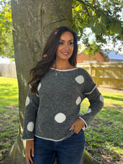 Grey Polka Dot Knit Natalie