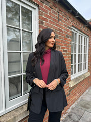 Black Pinstripe Take You Anywhere Jacket