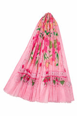 Lipstick Summer Floral Raw Edge Scarf