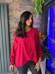 Red Crossover Diamante Top Ruth