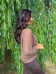 Chocolate Gathered Loose Knit Paige