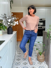 Mocha Polka Dot Super Soft Round Neck