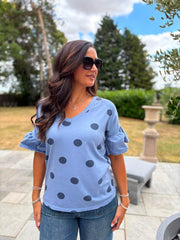 Denim Polka Dot Top Amber