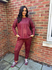 Wine Brushstroke Shimmer Joggers Natalia