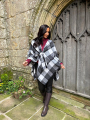 Charcoal Check Tie Shawl Roxie