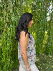 Mocha Floral Sleeveless Top Tiana